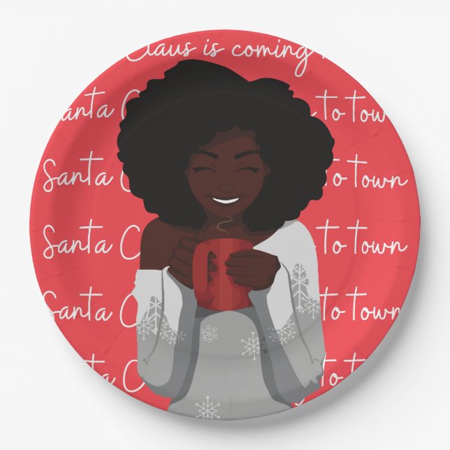 Santa Claus is Coming to Town Party Paper Plates (Front)