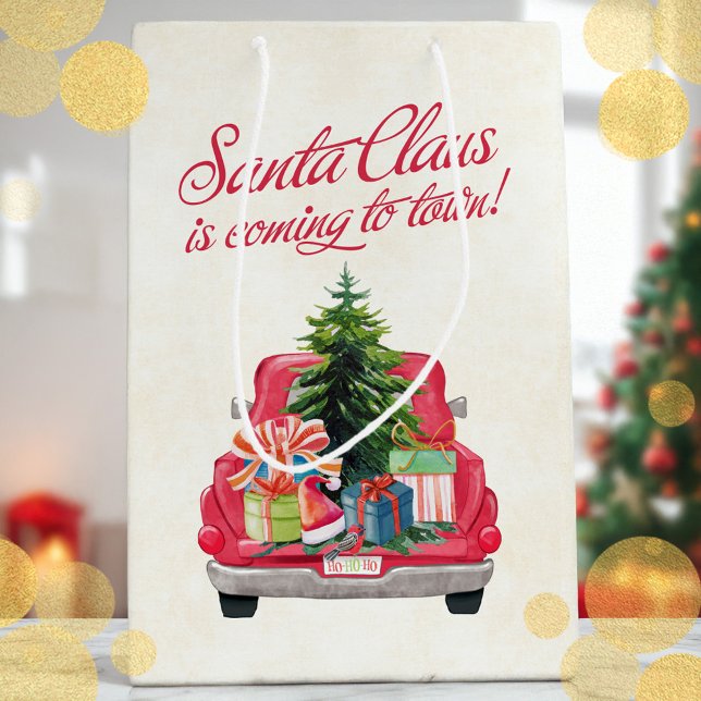 Santa Claus is Coming to Town Red Truck Medium Gift Bag (Santa Claus is Coming to Town Red Truck Medium Gift Bag)