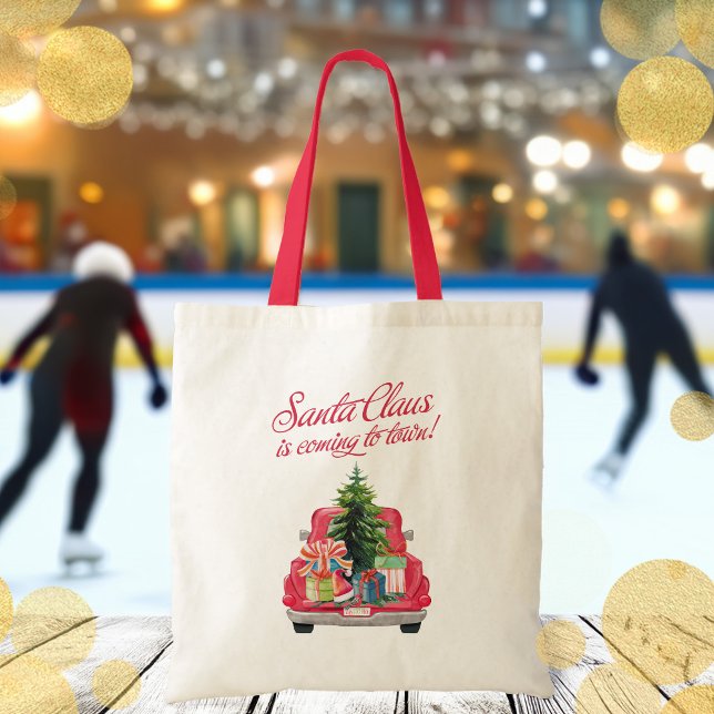 Santa Claus Is Coming To Town Red Truck Tote Bag (Santa Claus Is Coming To Town Red Truck Tote Bag)