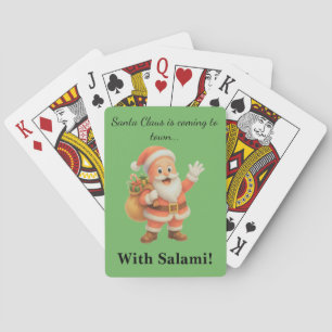 Santa Claus is coming to town.. With Salami! Poker Cards
