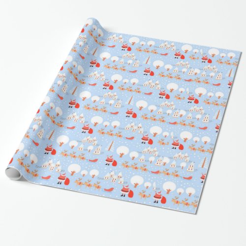 Santa Claus is Coming with Reindeer Wrapping Paper