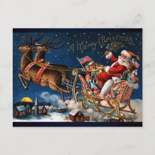 Santa Claus is Comming to Town Holiday Postcard