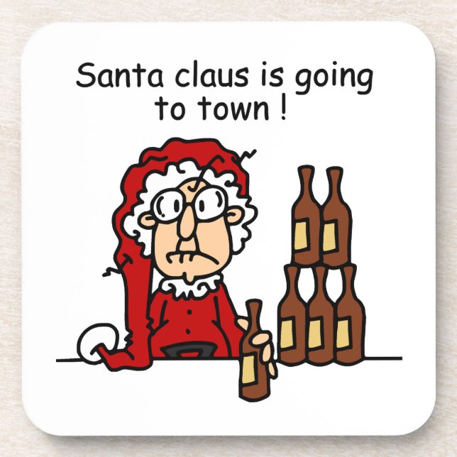 Santa Claus is Going to Town Beverage Coaster (Front)