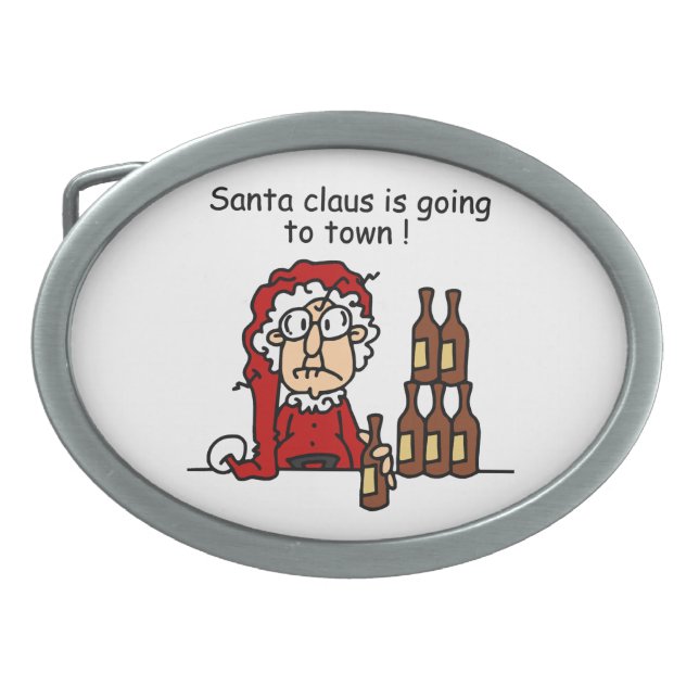 Santa Claus is Going to Town Oval Belt Buckle (Front)