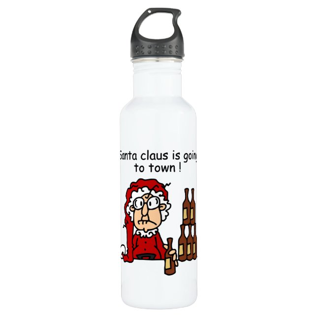 Santa Claus is Going to Town Water Bottle (Front)