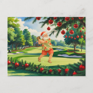 SANTA CLAUS is golfing Christmas Holiday Postcard