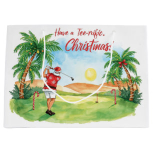Santa Claus is golfing Christmas in July Large Gift Bag