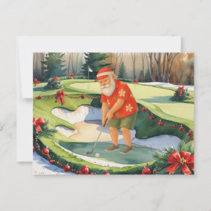 Santa Claus is golfing Christmas in July Postcard