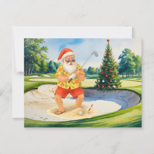 Santa Claus is golfing Christmas in July  Postcard