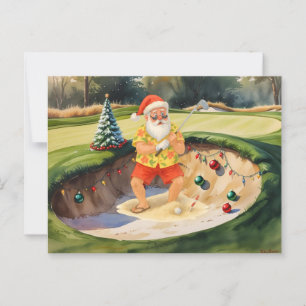Santa Claus is golfing Christmas in July Postcard
