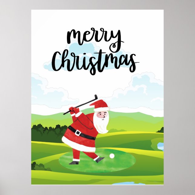 Santa Claus is golfing on Christmas Holiday   Poster (Front)