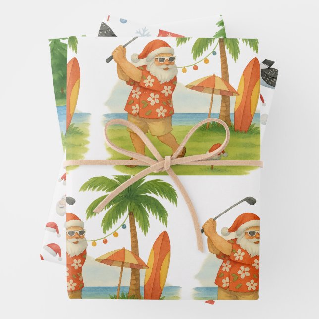 Santa Claus is golfing  Wrapping Paper Sheets (In situ)