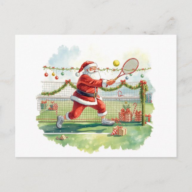 Santa Claus is playing tennis Christmas Holiday  (Front)