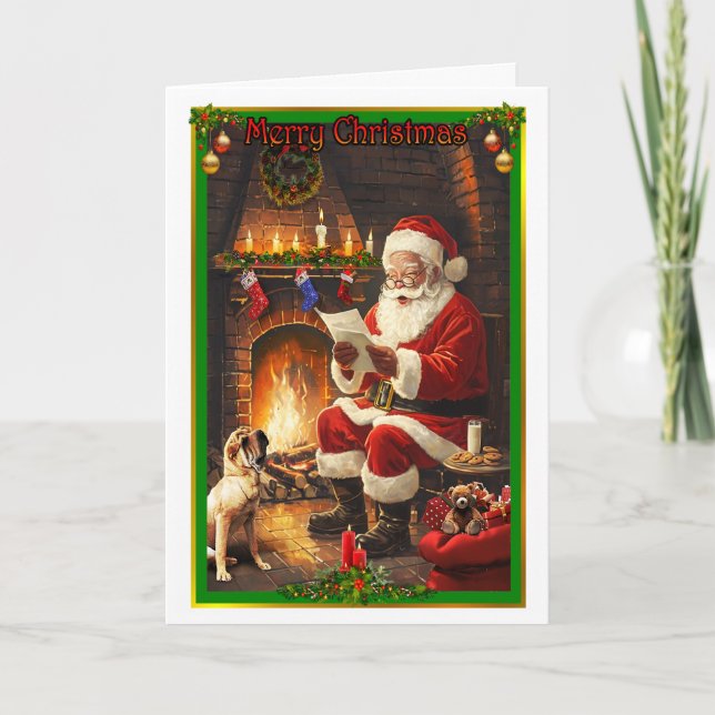Santa Claus is reading a child's letter to himself Card (Front)