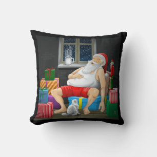 Santa Claus is taking a coffee break Throw Pillow