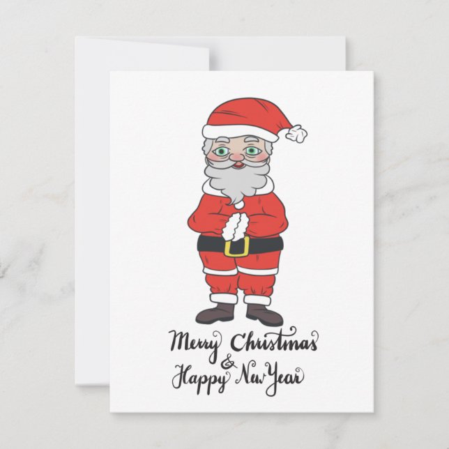 Santa Claus is wishing you a Merry Christmas Holiday Card (Front)