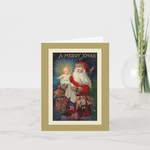 Santa Claus Jesus Christ Toys Vintage Holiday Card