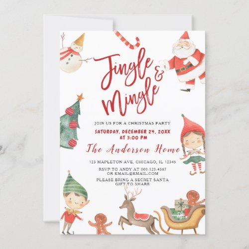 Santa Claus Jingel  Mingle Christmas Party  Invit Invitation