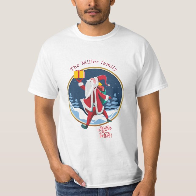 santa claus jingle all the way monogram holiday T-Shirt (Front)