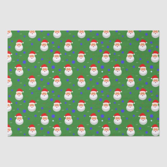 Santa Claus Joy Christmas Green Red Holiday  Tissue Paper (Front)