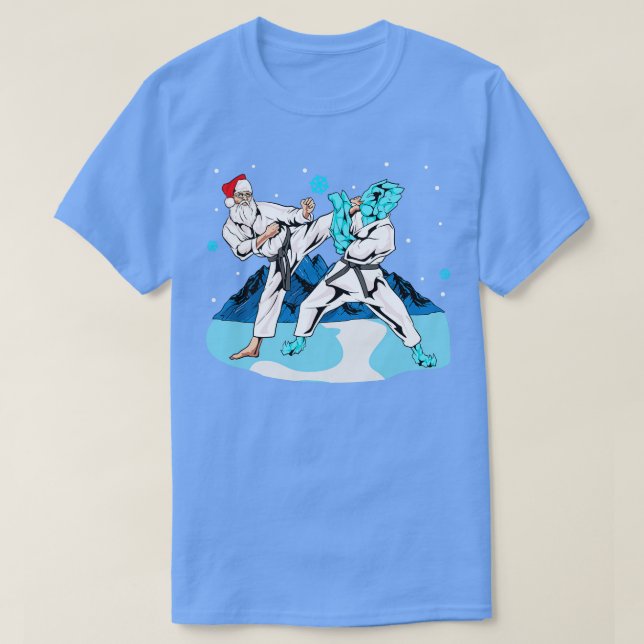 Santa Claus Karate Martial Arts Merry Christmas T-Shirt (Design Front)