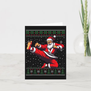 Santa Claus Karate Martial Arts Ugly Christmas Swe Card