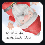 Santa Claus Kids Christmas Square Sticker<br><div class="desc">Father christmas kids gift stickers featuring a minimilist white background,  santa claus,  and a to and from template for you to personalize.</div>