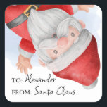 Santa Claus Kids Christmas Square Sticker<br><div class="desc">Father christmas kids gift stickers featuring a minimilist white background,  santa claus,  and a to and from template for you to personalize.</div>