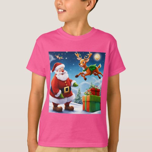 Santa Claus Kids T_shirt Christmas Tee for child