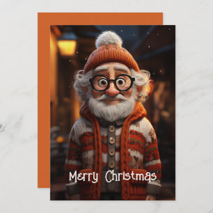 Santa Claus Knitted Sweater Holiday Card