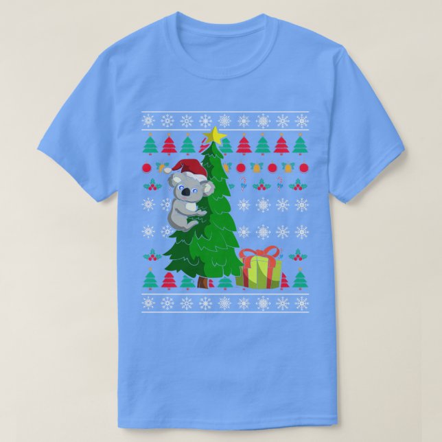 Santa Claus Koala Ugly Christmas T-Shirt (Design Front)