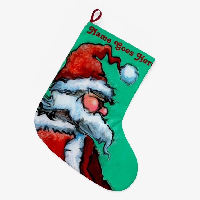 Santa Claus Large Christmas Stocking (Front (Hanging))