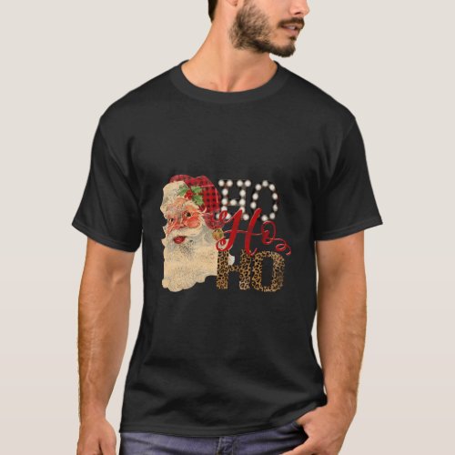 Santa Claus Leopard Print Buffalo Plaid T_Shirt