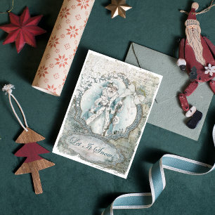 Santa Claus Let it Snow Blue Scrapbook Paper