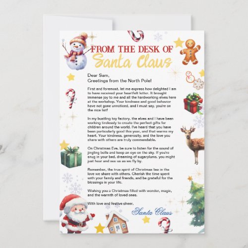 Santa Claus Letter Christmas Holiday Invitation