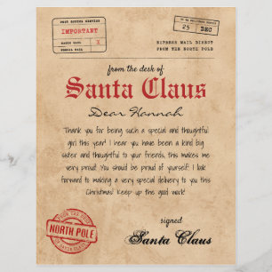 Santa Claus Letter from Santa Vintage Printable