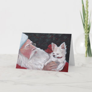 Santa Claus / LH Chihuahua Dog Art Christmas Card