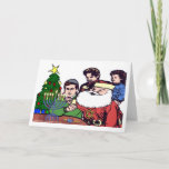 Santa Claus Lighting The Menorah - Xmas Chanukah Holiday Card<br><div class="desc">Merry Chrismanukah Greeting Card With Santa Claus On The Front Lighting The Menorah</div>