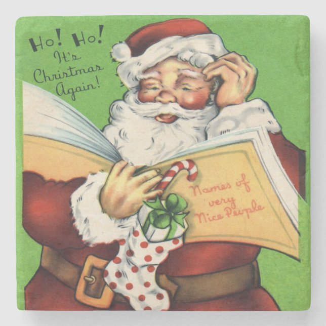 Santa Claus List of Nice People Stone Coaster (Front)