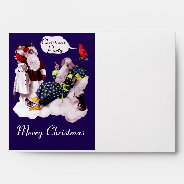SANTA CLAUS, LITTLE ANGEL & MERLIN Christmas Party Envelope (Front)