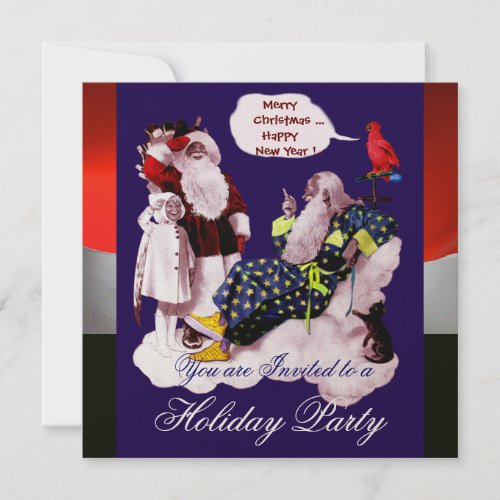 SANTA CLAUS LITTLE ANGEL  MERLIN Christmas Party Invitation