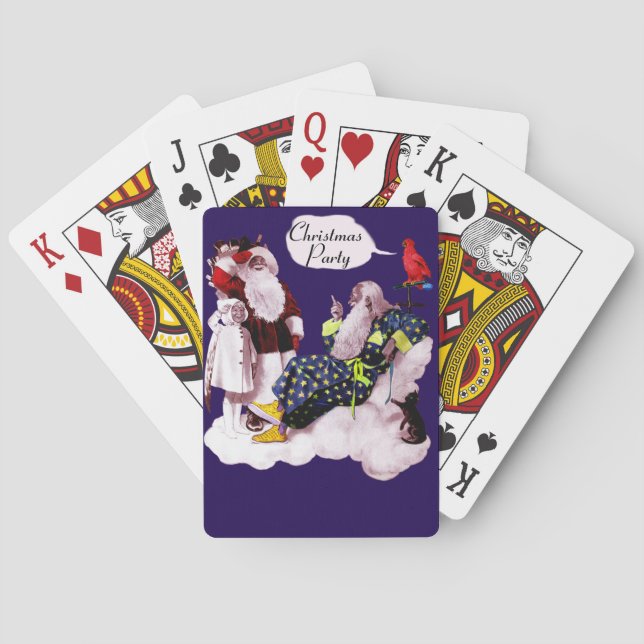 SANTA CLAUS ,LITTLE ANGEL & MERLIN Christmas Party Poker Cards (Back)