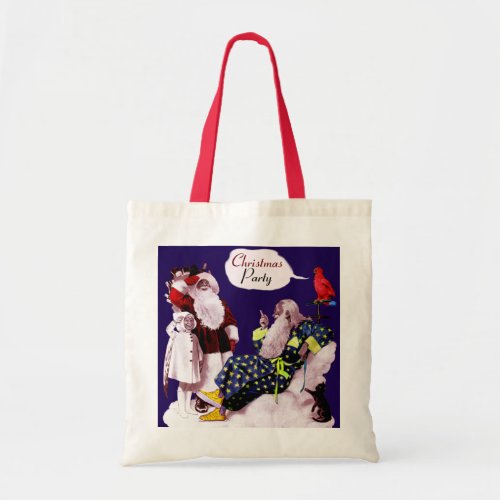 SANTA CLAUS LITTLE ANGEL  MERLIN Christmas Party Tote Bag