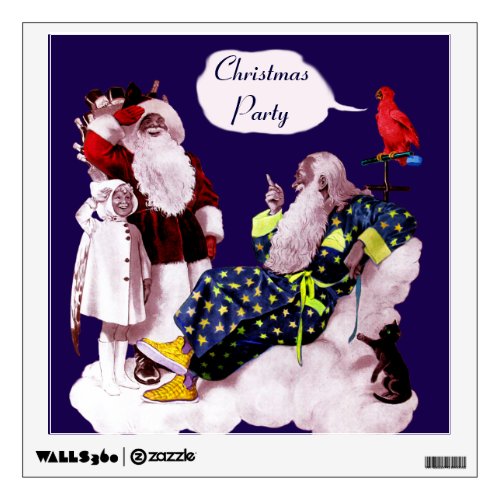 SANTA CLAUS LITTLE ANGEL  MERLIN Christmas Party Wall Decal