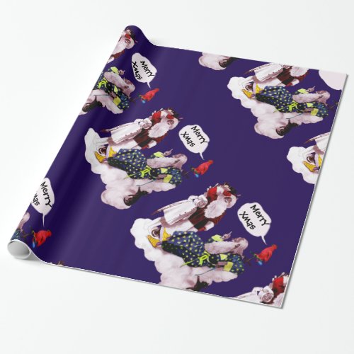 SANTA CLAUSLITTLE ANGEL MERLIN Christmas Party Wrapping Paper