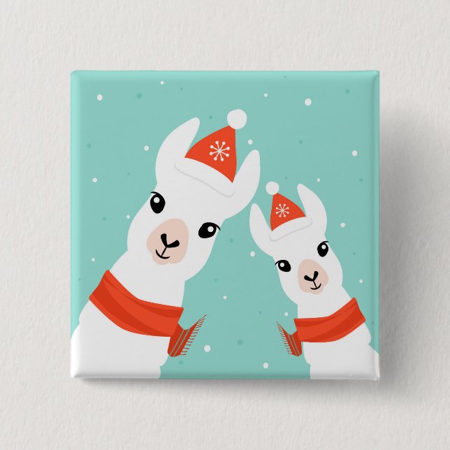 Santa Claus Llamas Button (Front)