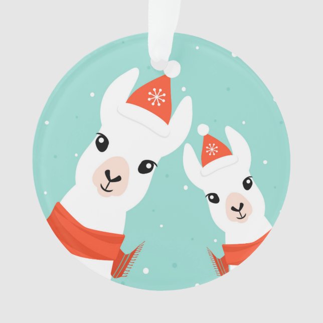 Santa Claus Llamas Ornament (Front)