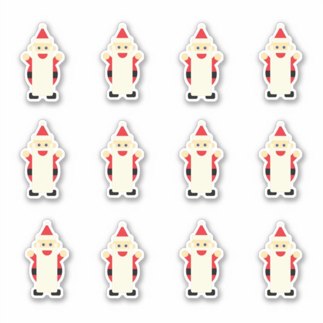 Santa Claus Long Beard Cartoon Cute Fun Christmas Sticker (Front)