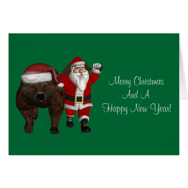Santa Claus Loves Bears Cards (Front Horizontal)