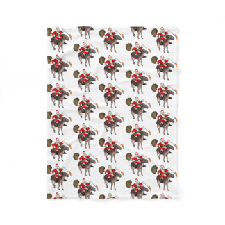 Santa Claus Loves Donkeys Fleece Blanket